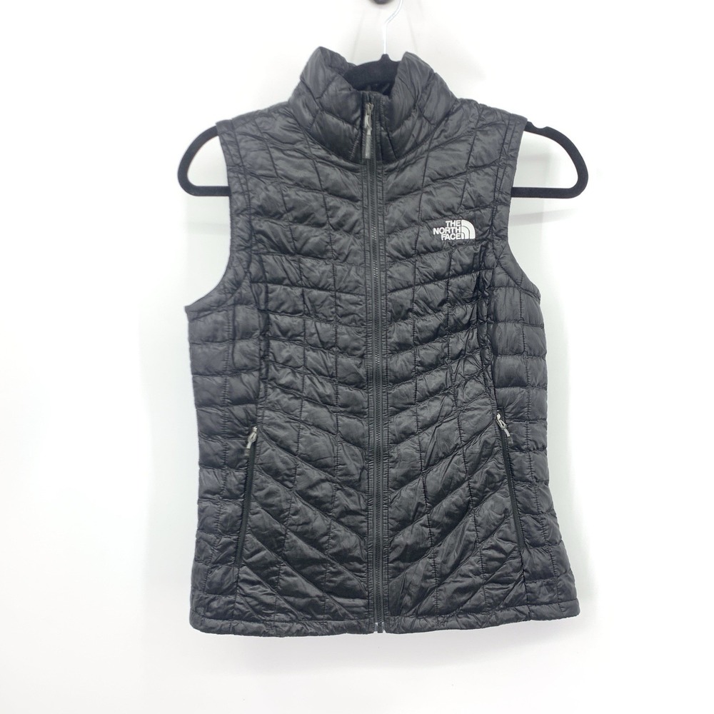 The North Face Women Size XS Vest Black Quilted Thermoball Jacket Puffer Coat